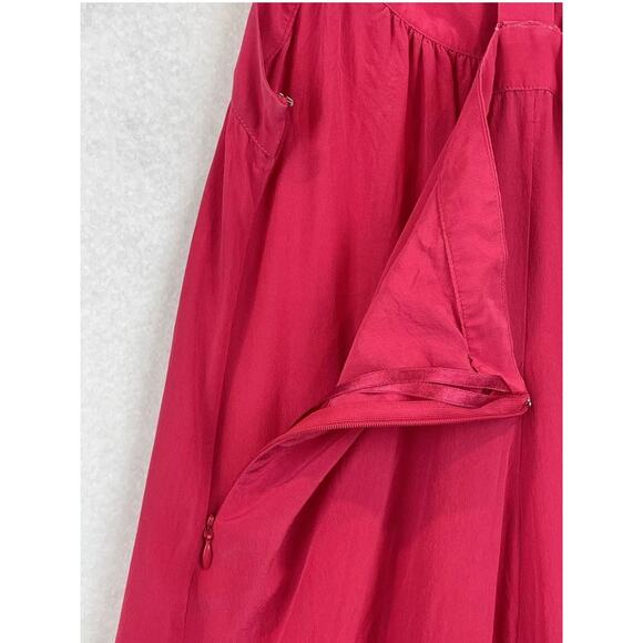 Banana Republic Y2K Pink 100% Silk Lightweight T-Strap Dress Size Medium - Picture 6 of 16